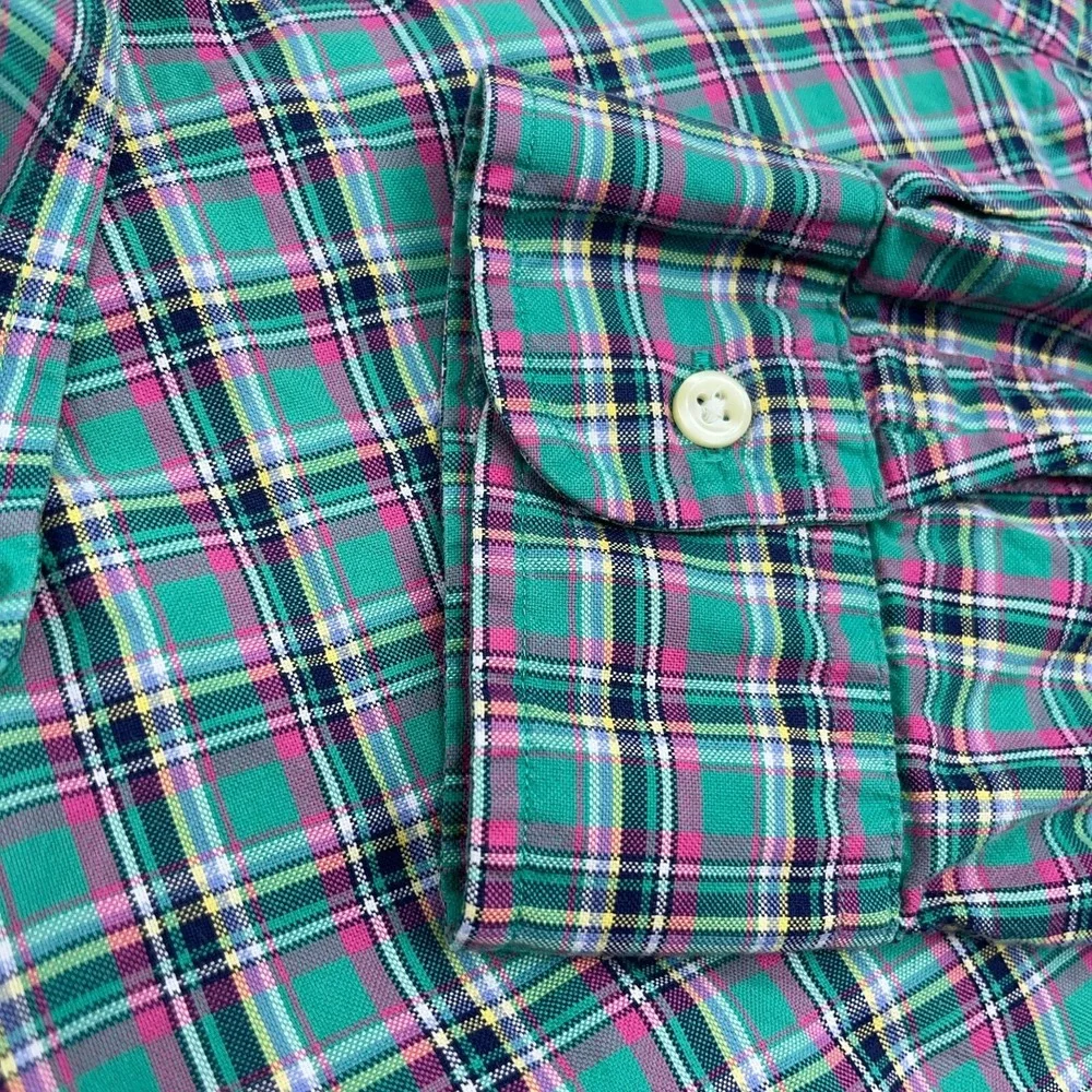 Ralph Lauren Shirt Men XL Green Pink Button Up Oxford Cloth Plaid Dress OCBD A87 - Picture 5 of 9